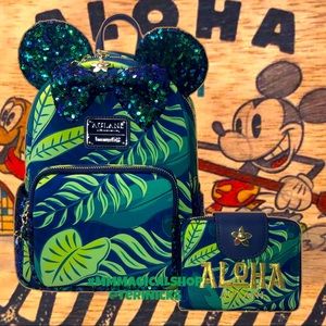Loungefly Disney Aulani Paradise Vibes Backpack and Matching Wallet